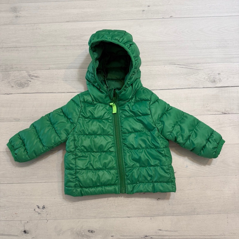 Primary kids baby green lightweight puffer jacket 0-6 months